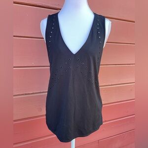 Trouve Black Eyelet Detail‎ Tank Top